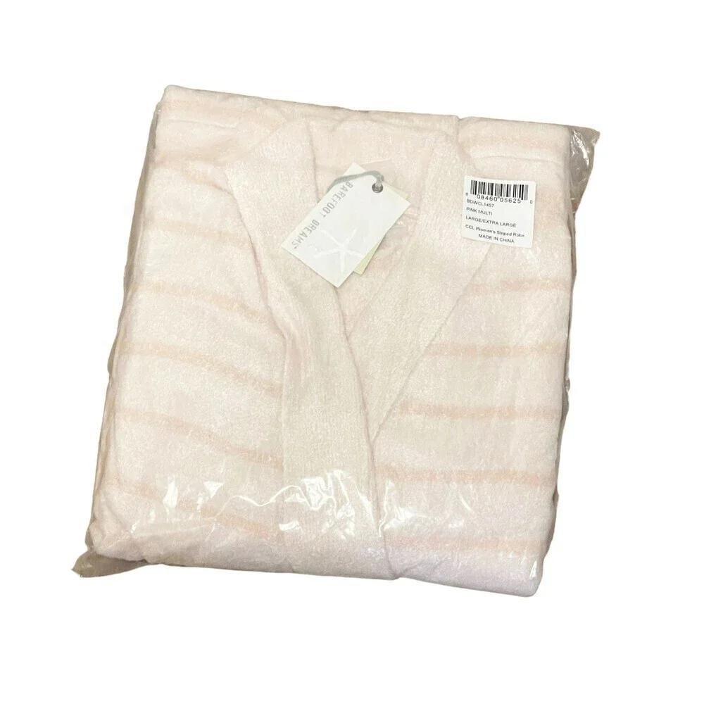 BAREFOOT DREAMS Pink Tonal Stripe CozyChic Lite Bathrobe for Women's L/XL NWT